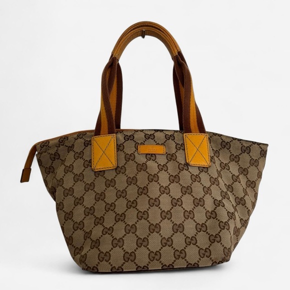 Gucci Handbags - Gucci GG Canvas Web/Sherry Line tote bag